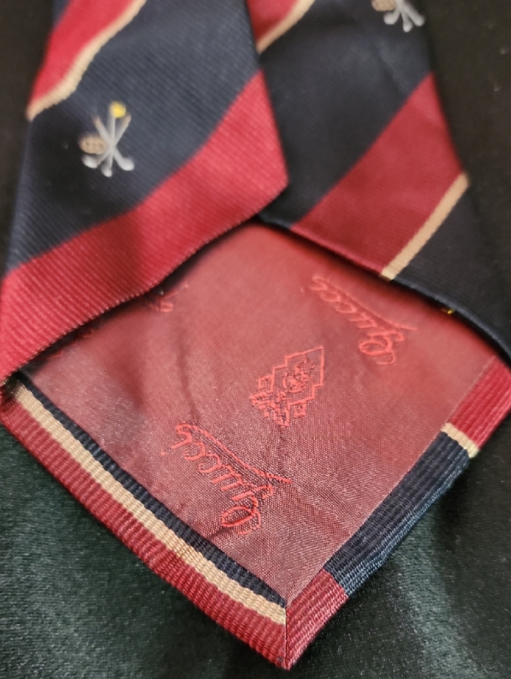 Gucci Navy, Burgundy and Gold VINTAGE Tie - Picture 6 of 13